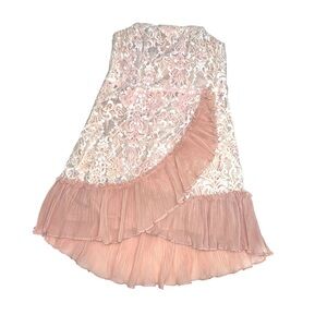 New Saints + Secrets Elegant Strapless Nude Lace Ruffle Dress Women’s Size M